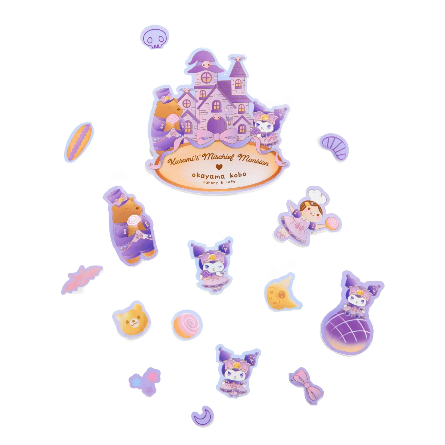 Kuromi x Okayama Kobo Sticker Sheet Mischief Mansion klistremerkeark