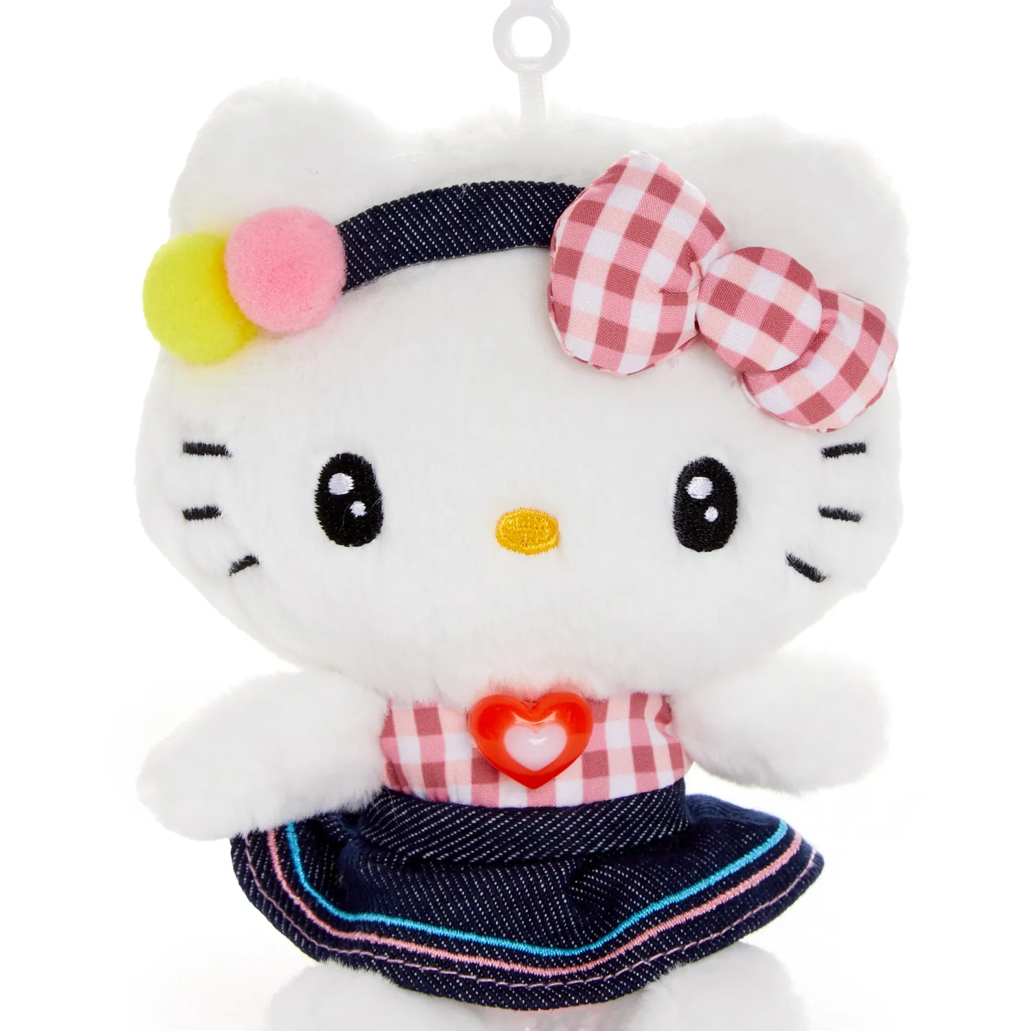Hello Kitty Retro Denim Series maskot med klips, 15 cm