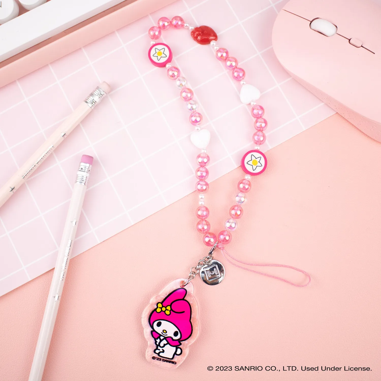 Hello Kitty My Melody mobilstropp med avtakbar glittercharm