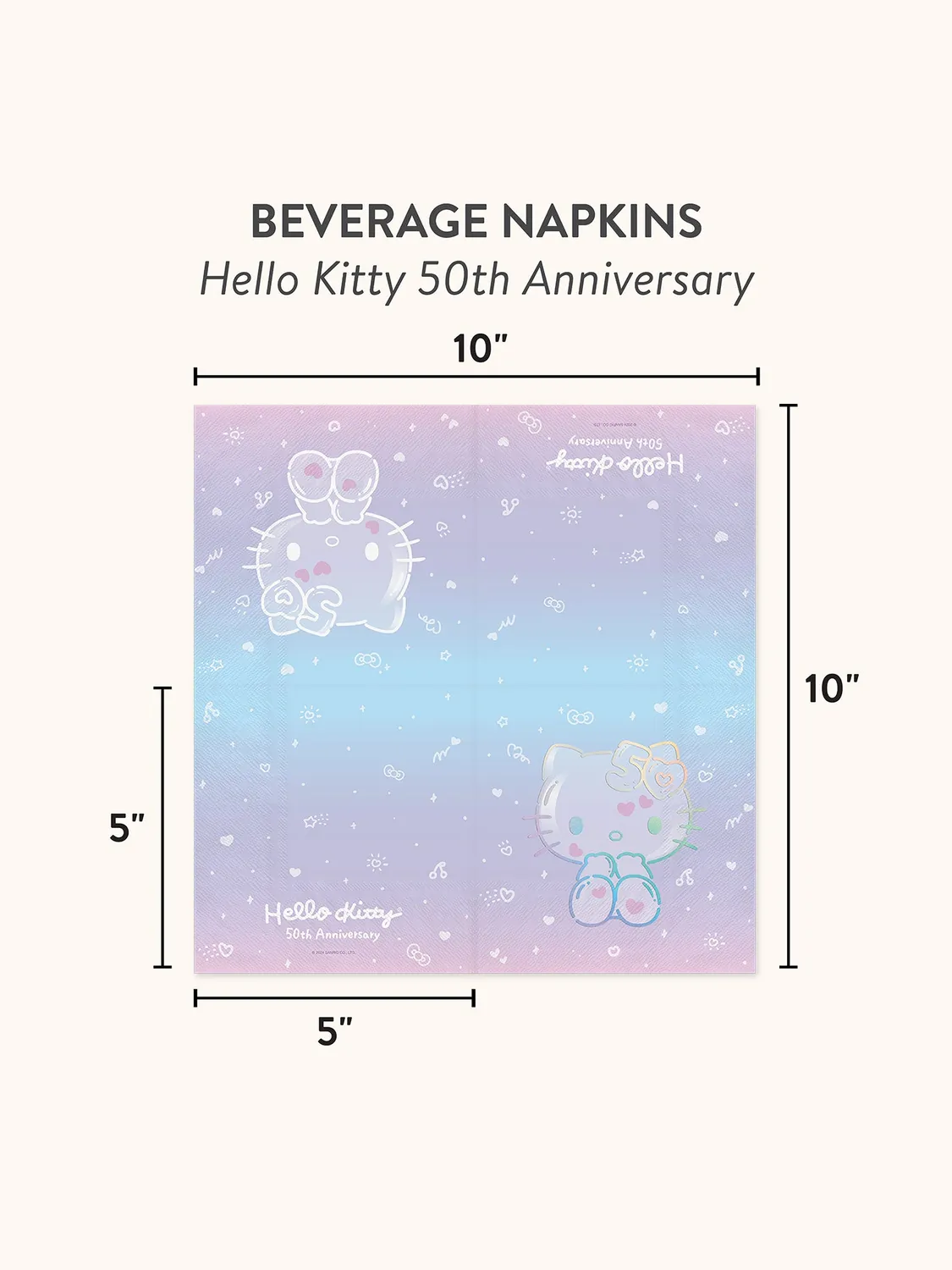 Hello Kitty x Studio Oh! 50th Anniversary drikkeservietter 16 stk folie
