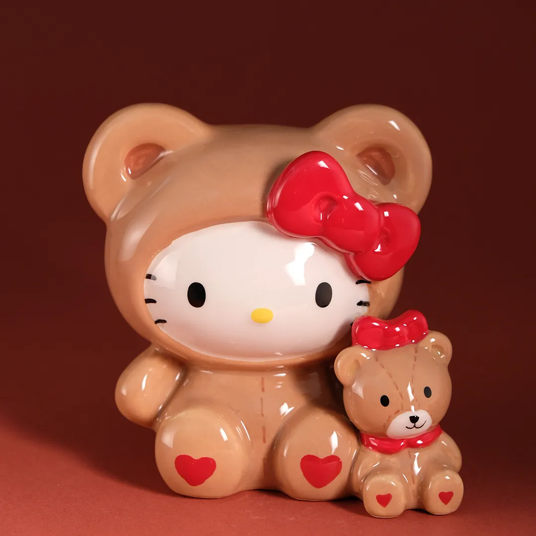 Hello Kitty & Teddy Bear Love keramikkfigur med håndmalte detaljer