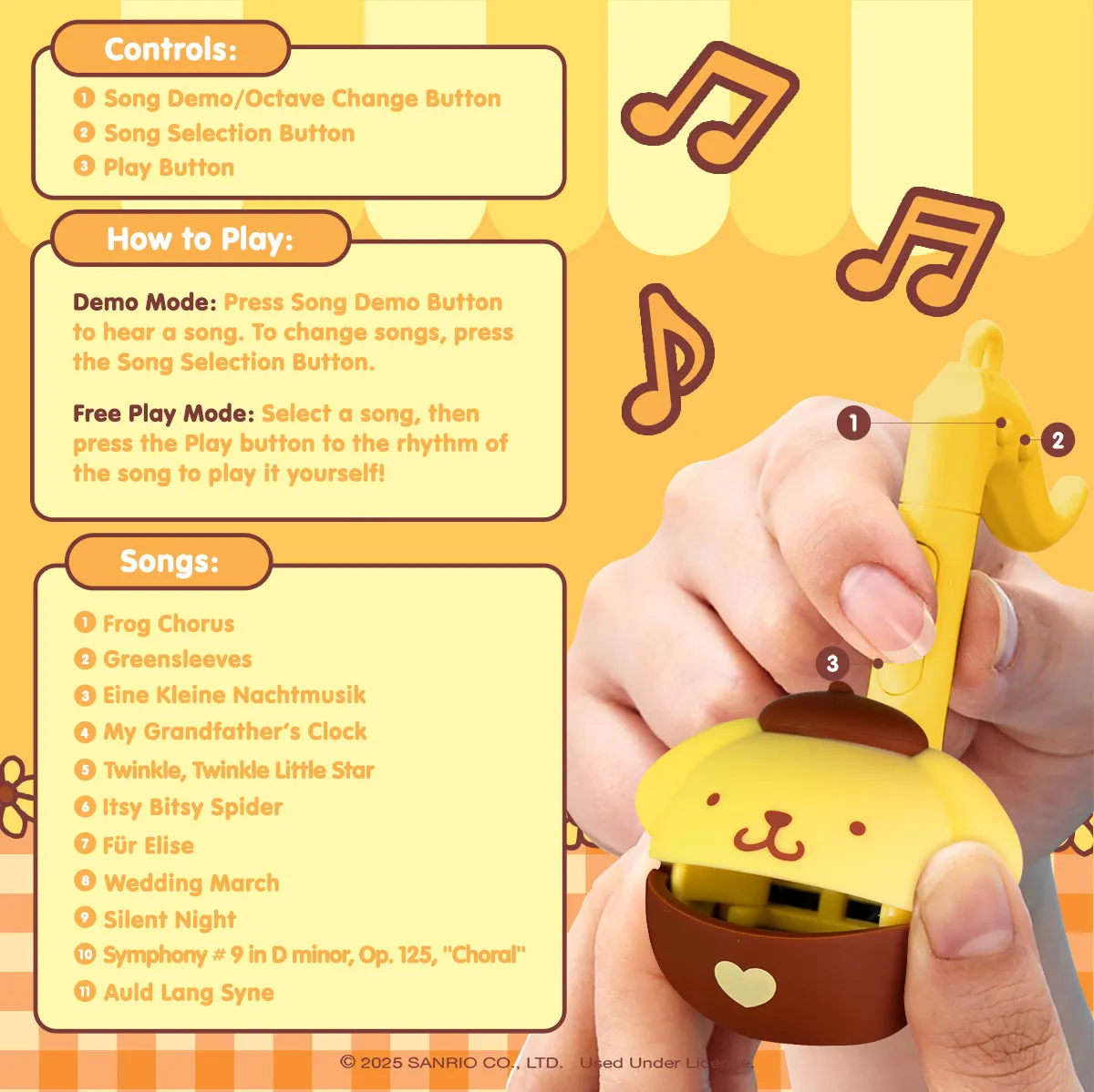 Hello Kitty Pompompurin Mini Otamatone Melody Charm nøkkelring