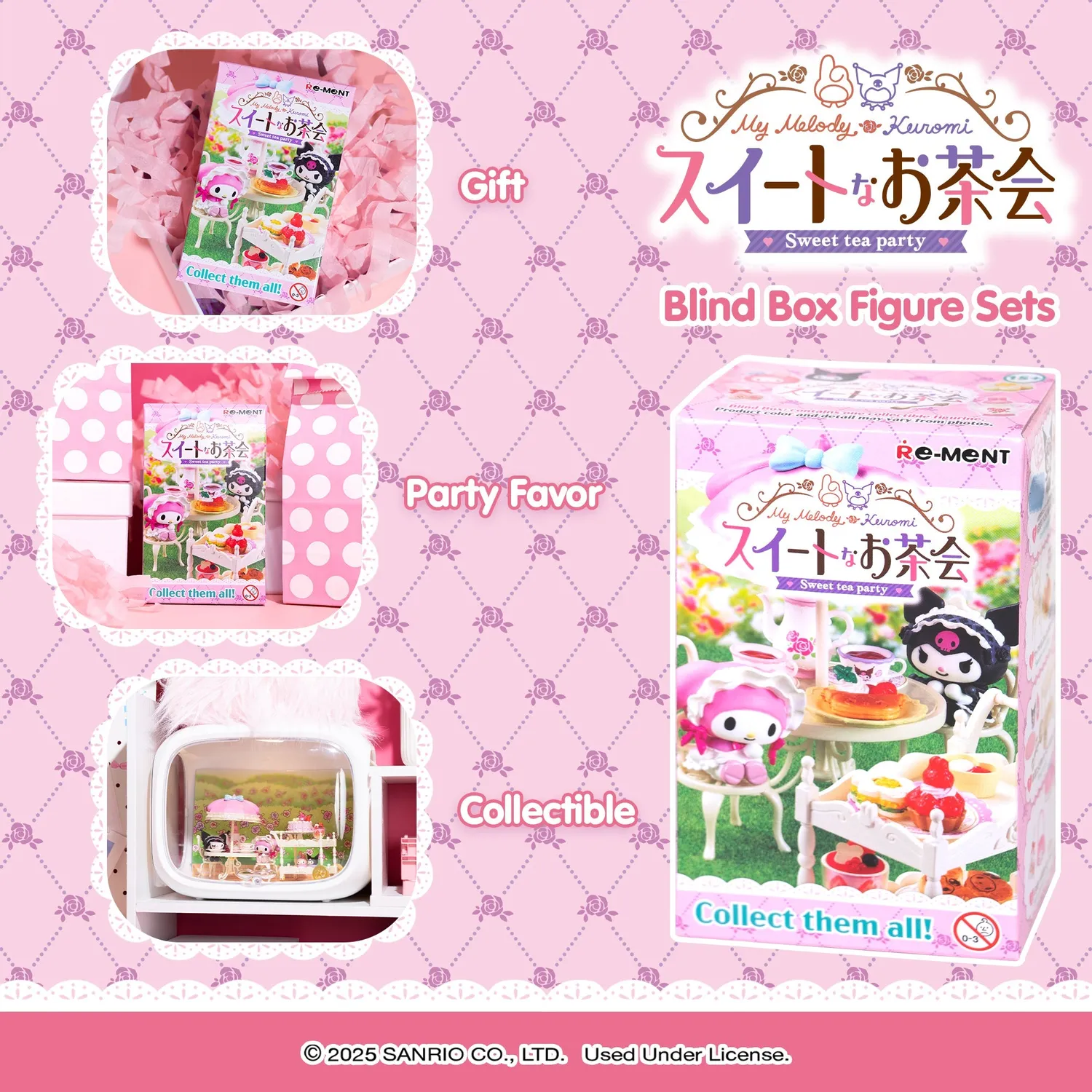 Hello Kitty Re-Ment My Melody & Kuromi Sweet Tea Party Blind Box Figure Set minifigurer