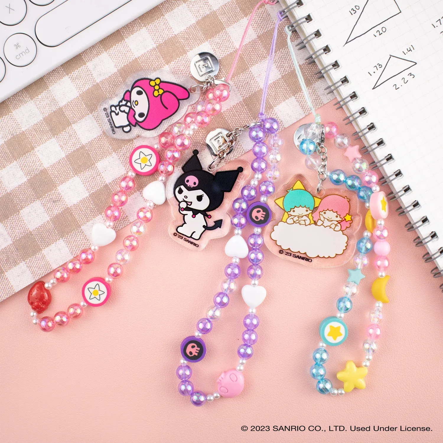 Hello Kitty My Melody mobilstropp med avtakbar glittercharm