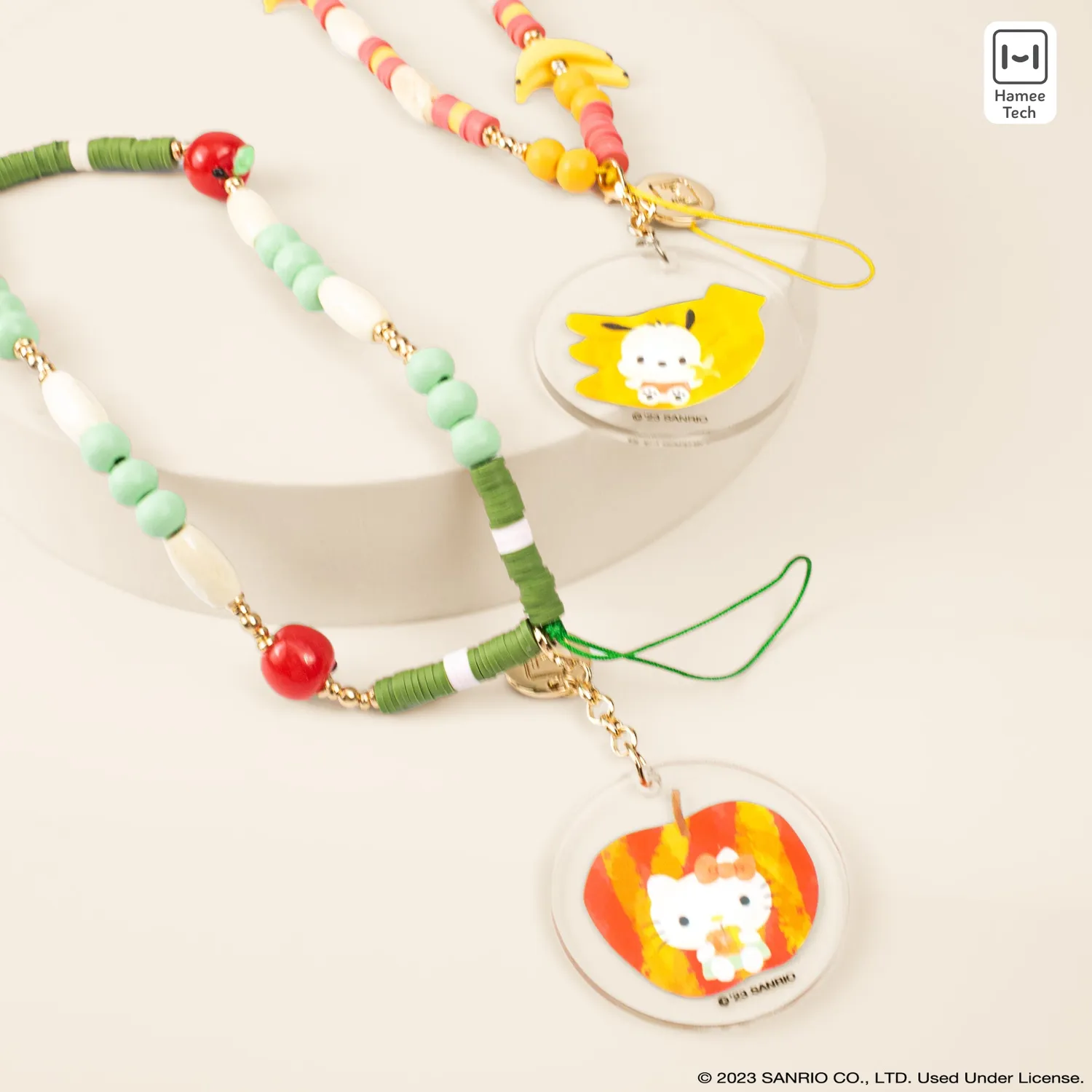 Hello Kitty Hamee Apple Beaded Charm mobilstropp med epleperler