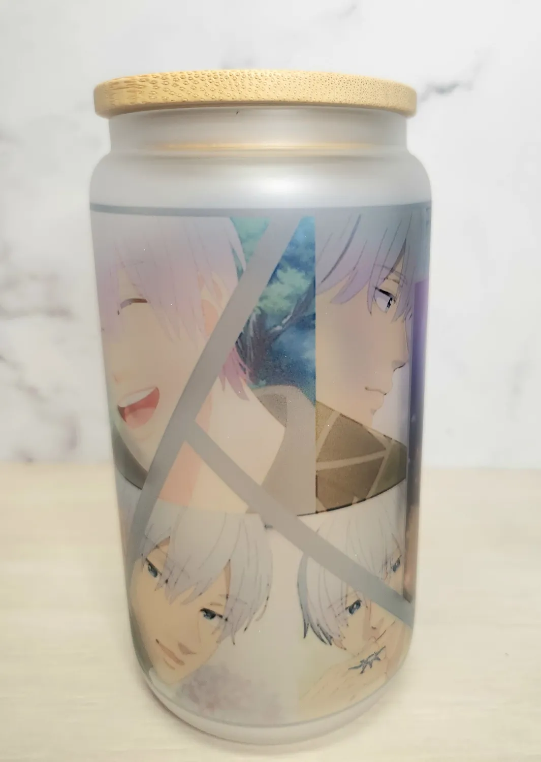 Anitaku Handsome Boyfriend 16oz glasskopp med bambuslokk