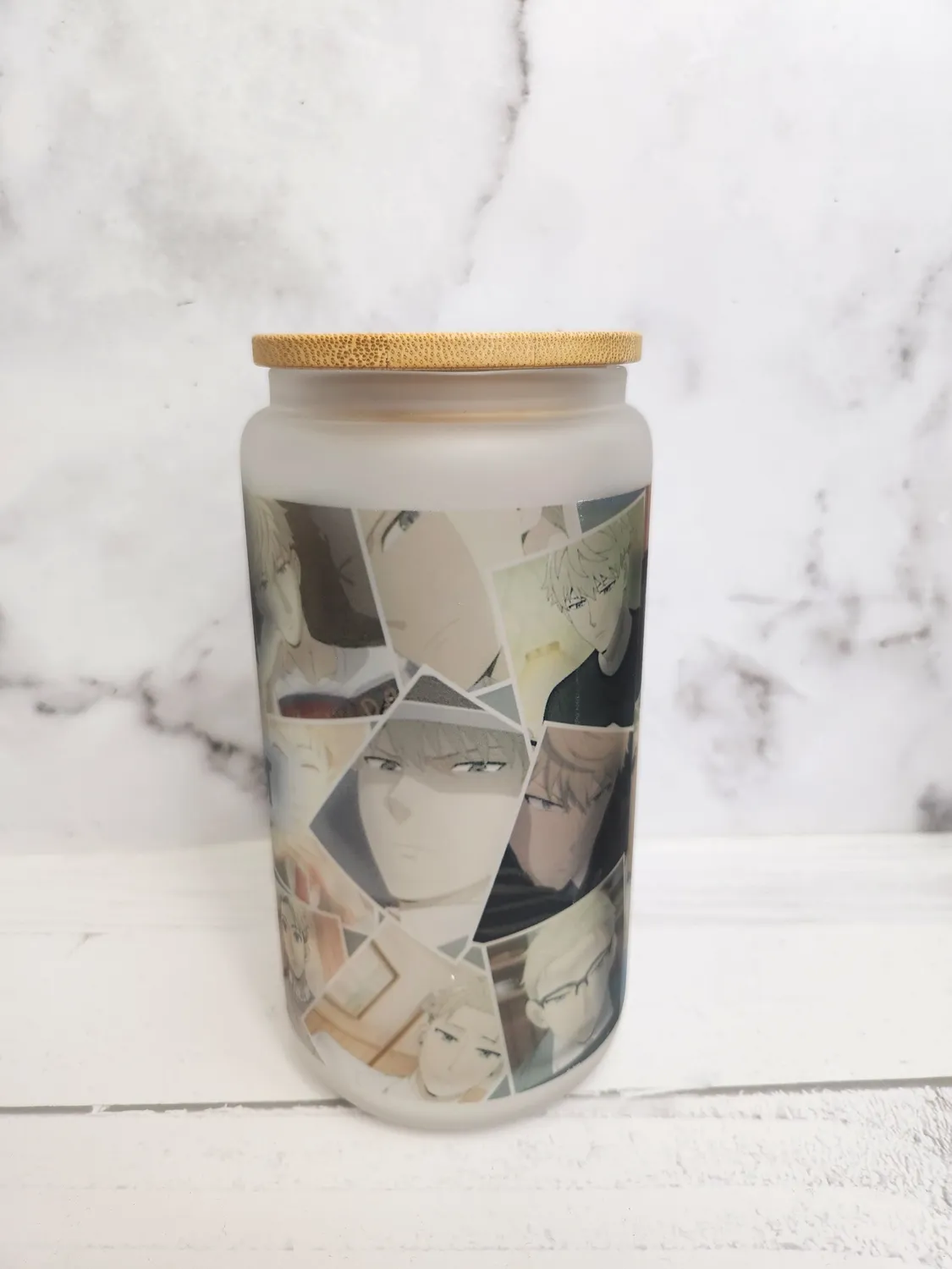 Anitaku Spy Dad 16 oz glasskopp med bambuslokk