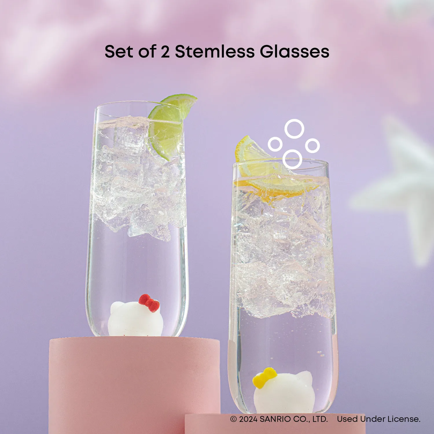 Hello Kitty and Mimmy 3D Icon Tall Drinking Glasses drikkeglass 2-pakning