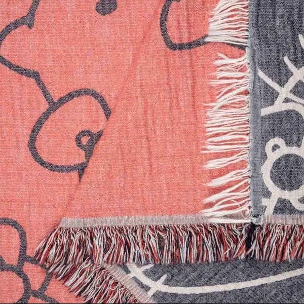 Hello Kitty Sand Cloud Party Blanket Bows strandteppe blå 228 × 228 cm økologisk bomull