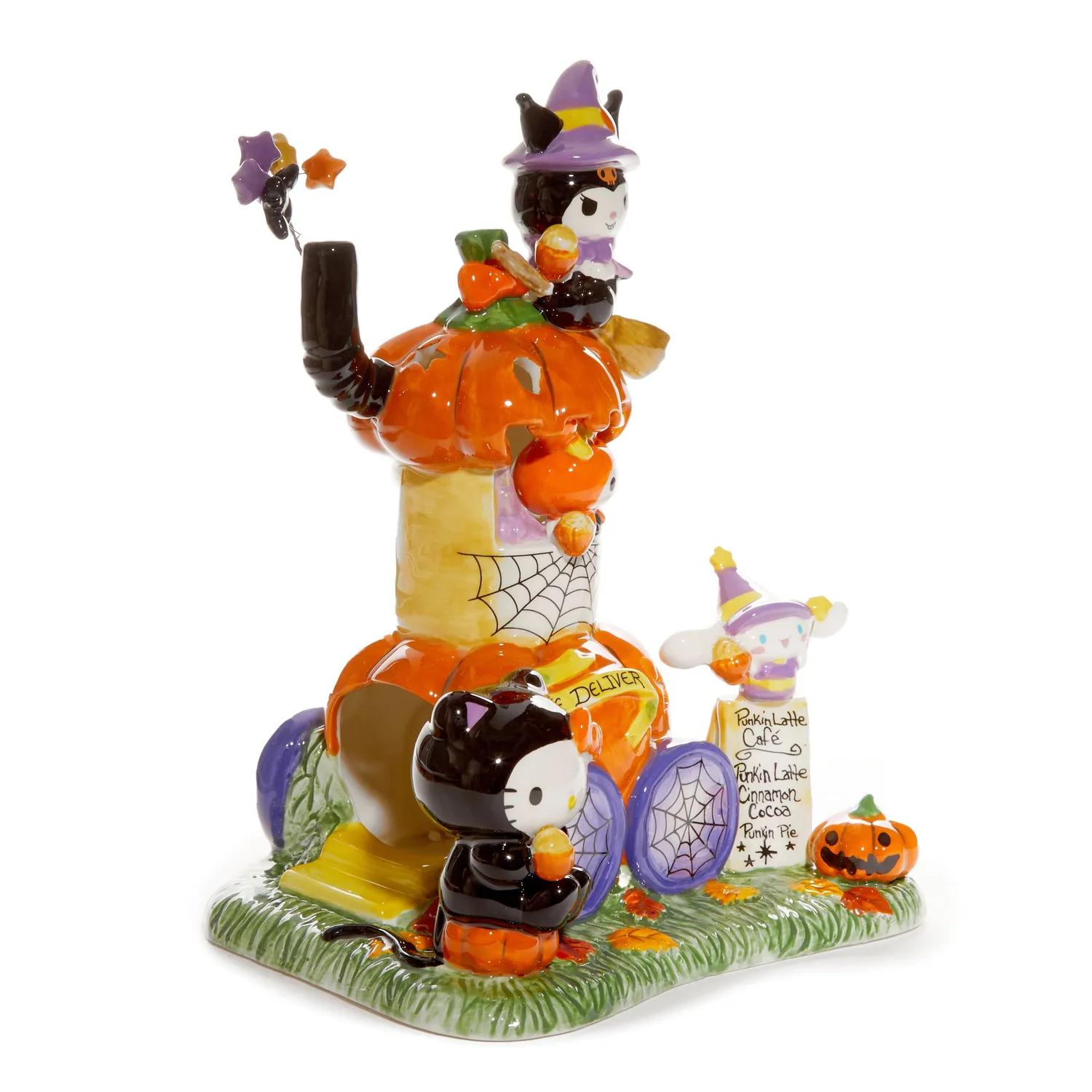 Hello Kitty and Friends Pumpkin Café Latte Candle House keramikklysestake håndmalt