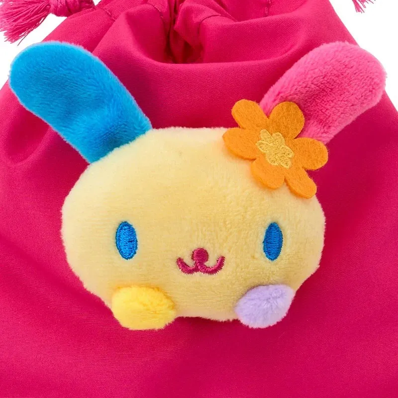 Hello Kitty U*SA*HA*NA Face Plush Drawstring Travel Pouch snørepose