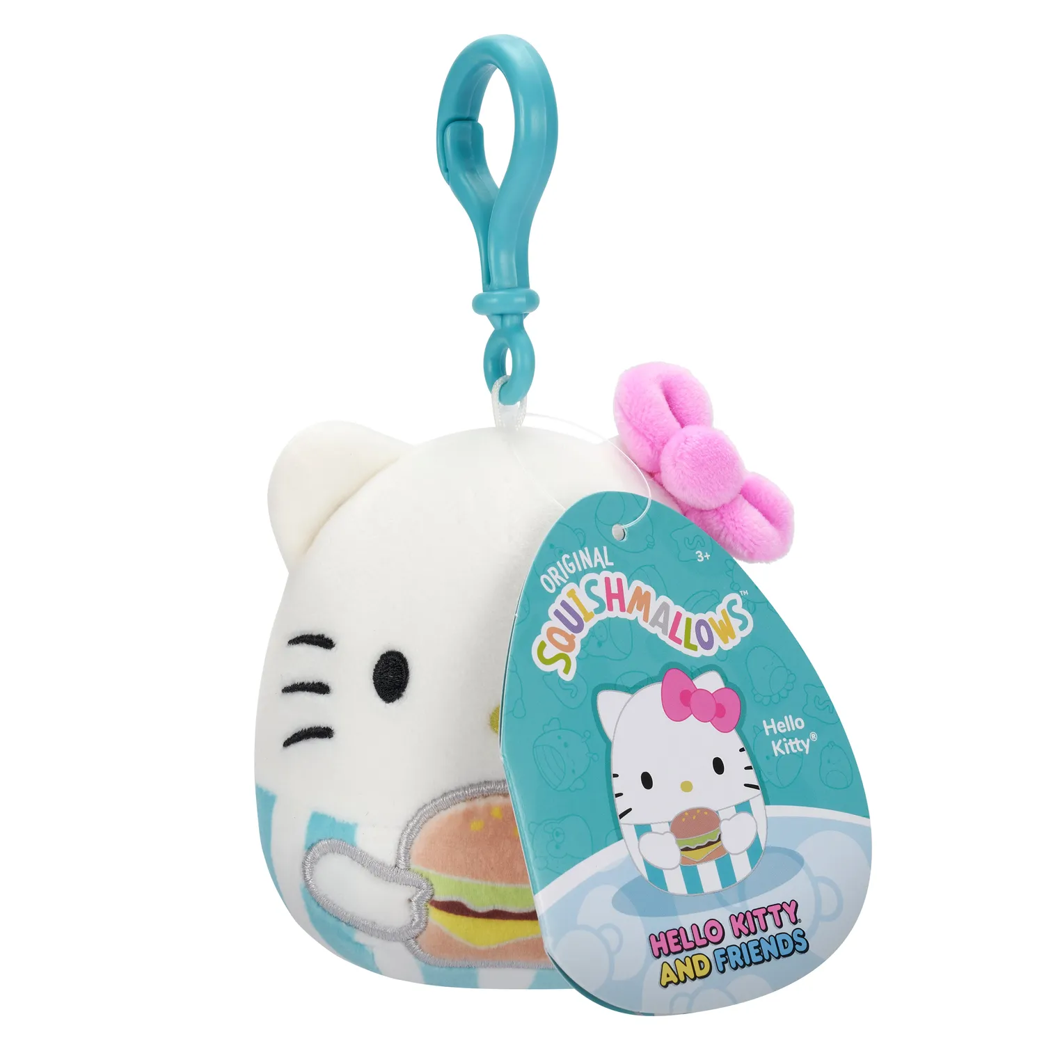Hello Kitty Squishmallow Plush Mascot Clip Burger
