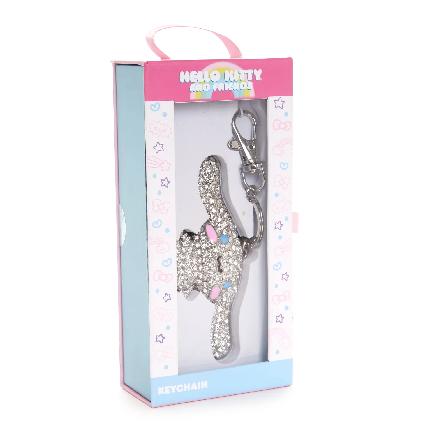 Hello Kitty Cinnamoroll Pave 3D Bling nøkkelring sølv