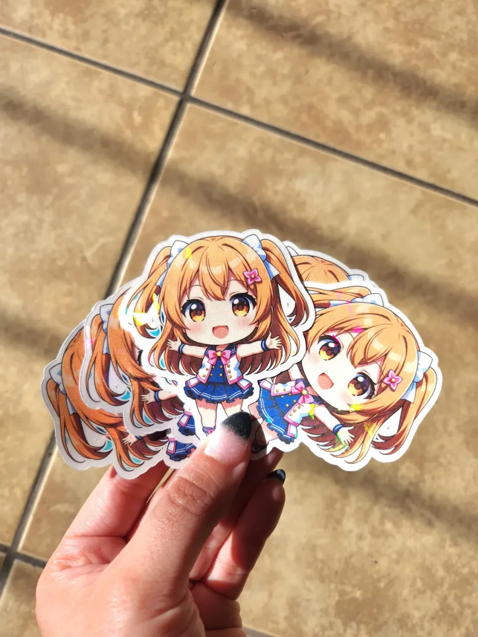 Anitaku Kawaii Chibi School Idol klistremerke 3 tommer holografisk