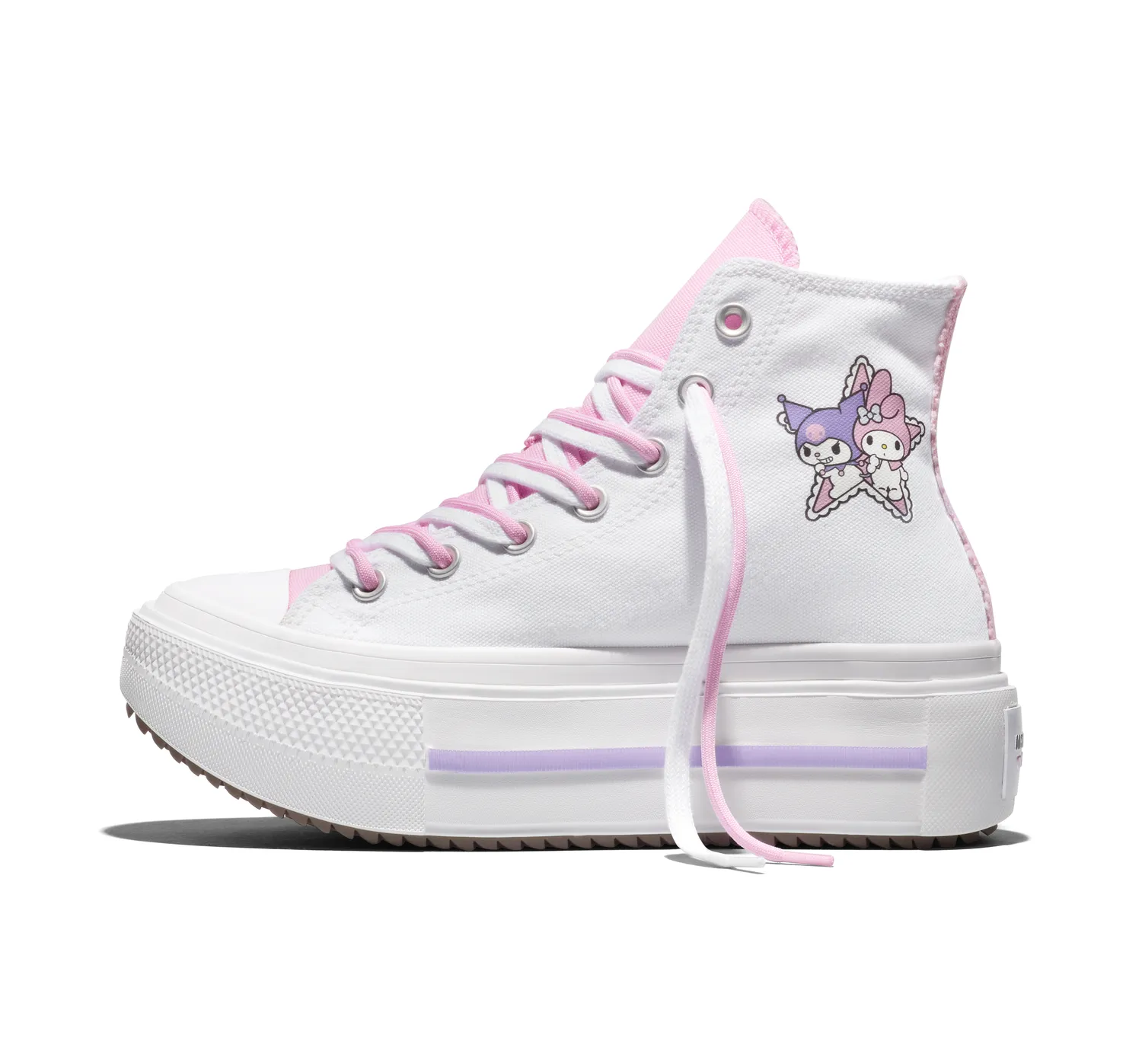 Converse My Melody & Kuromi Chuck Taylor All Star Lift Double Stack platåsko WHT/PNK/PPL – unisex