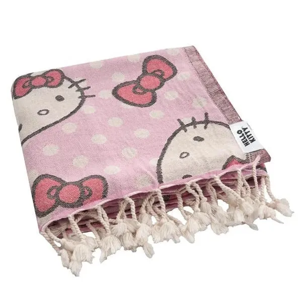 Hello Kitty x Sand Cloud Dots strandhåndkle rosa økologisk bomull