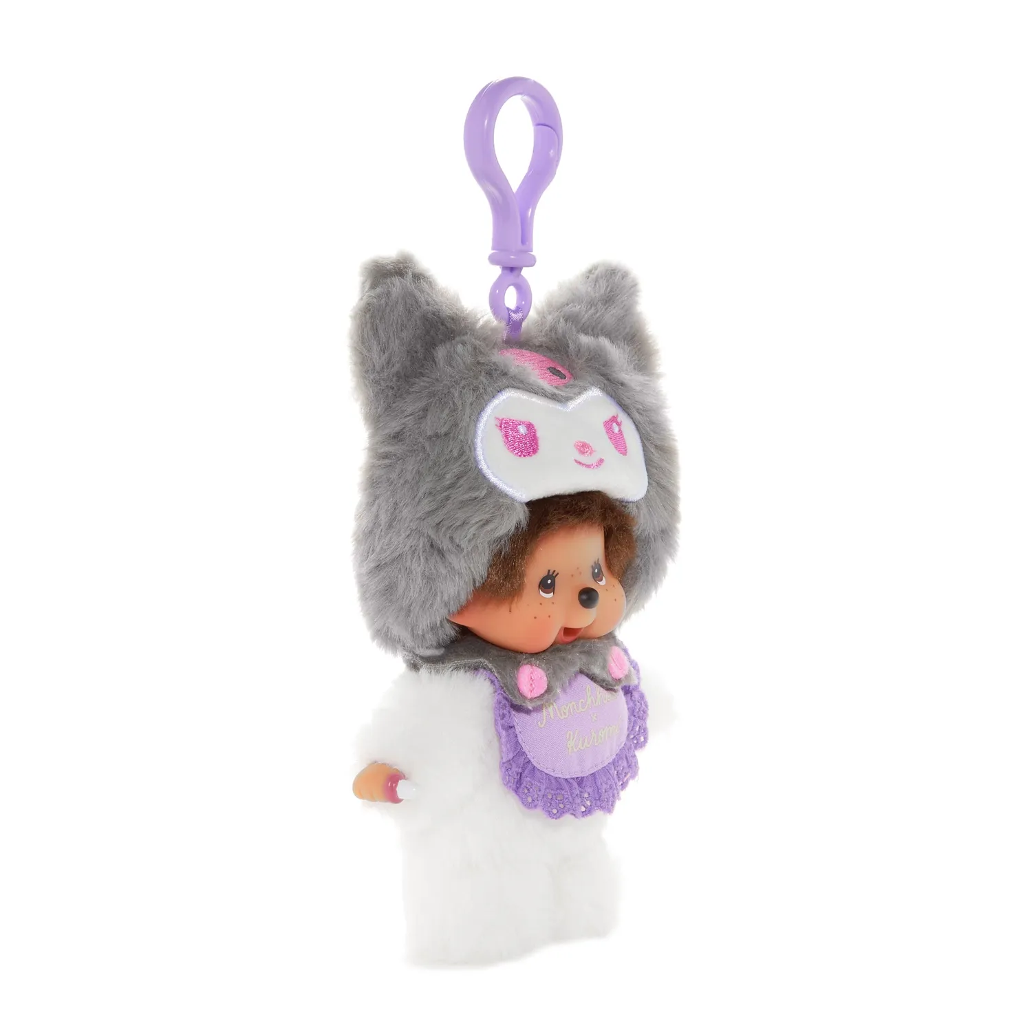 Hello Kitty Kuromi x Monchhichi Plush Mascot nøkkelring lilla