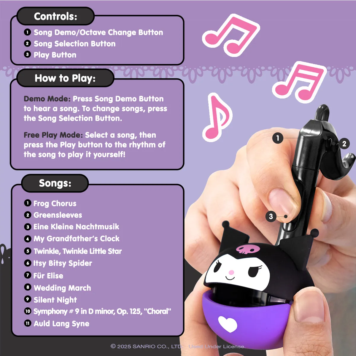 Hello Kitty Kuromi Mini Otamatone Melody Charm nøkkelring