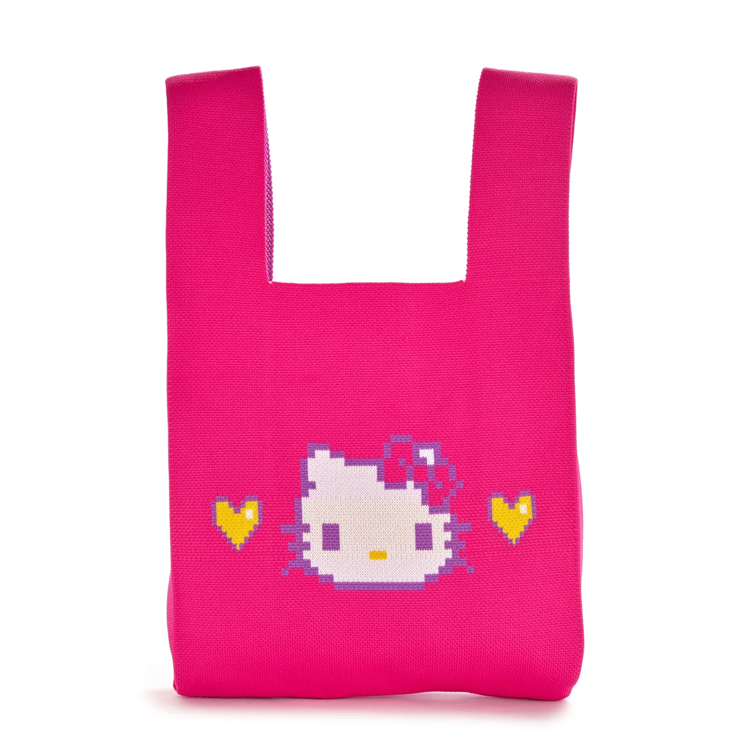 Hello Kitty Retro Pixel strikket handlenett rosa