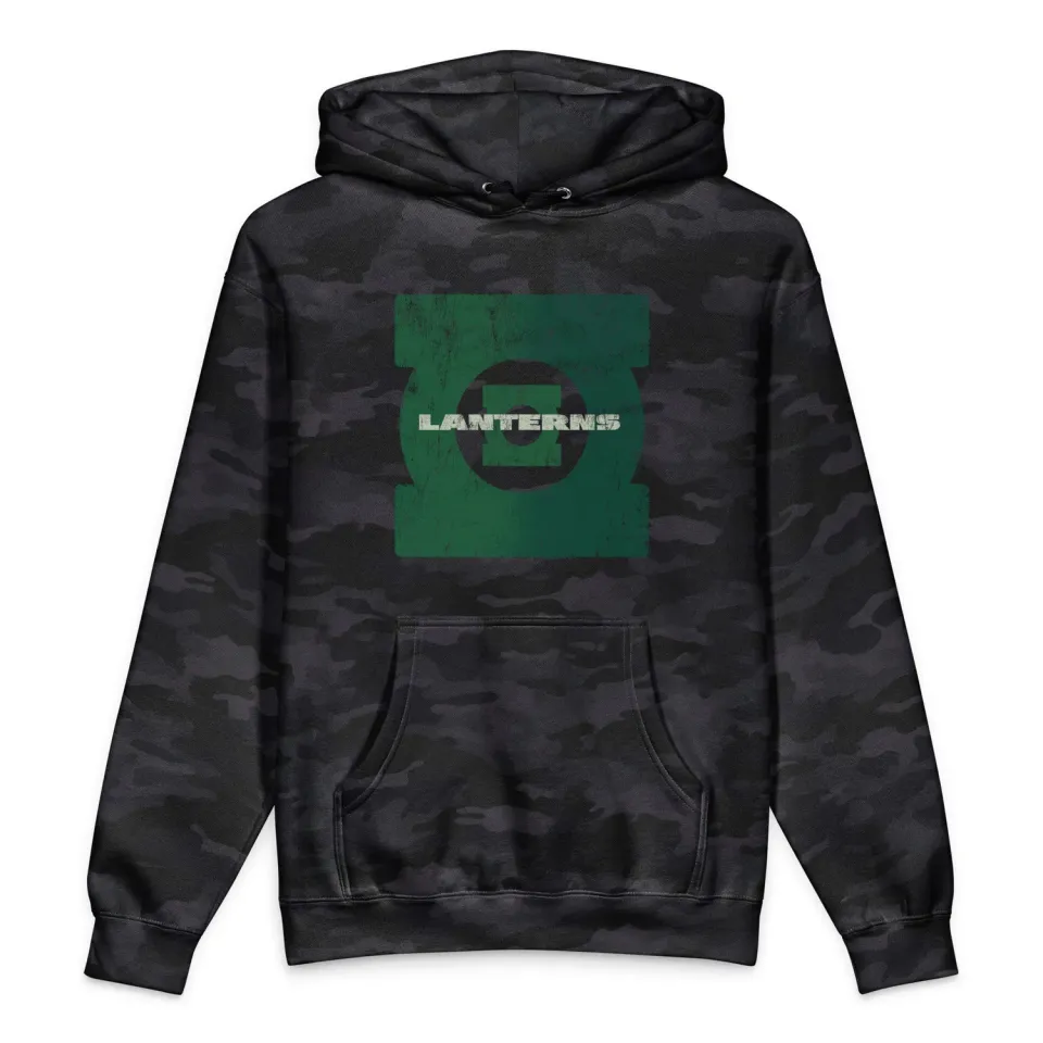 Batman LANTERNS Hoodie Black Camo Logo hettegenser