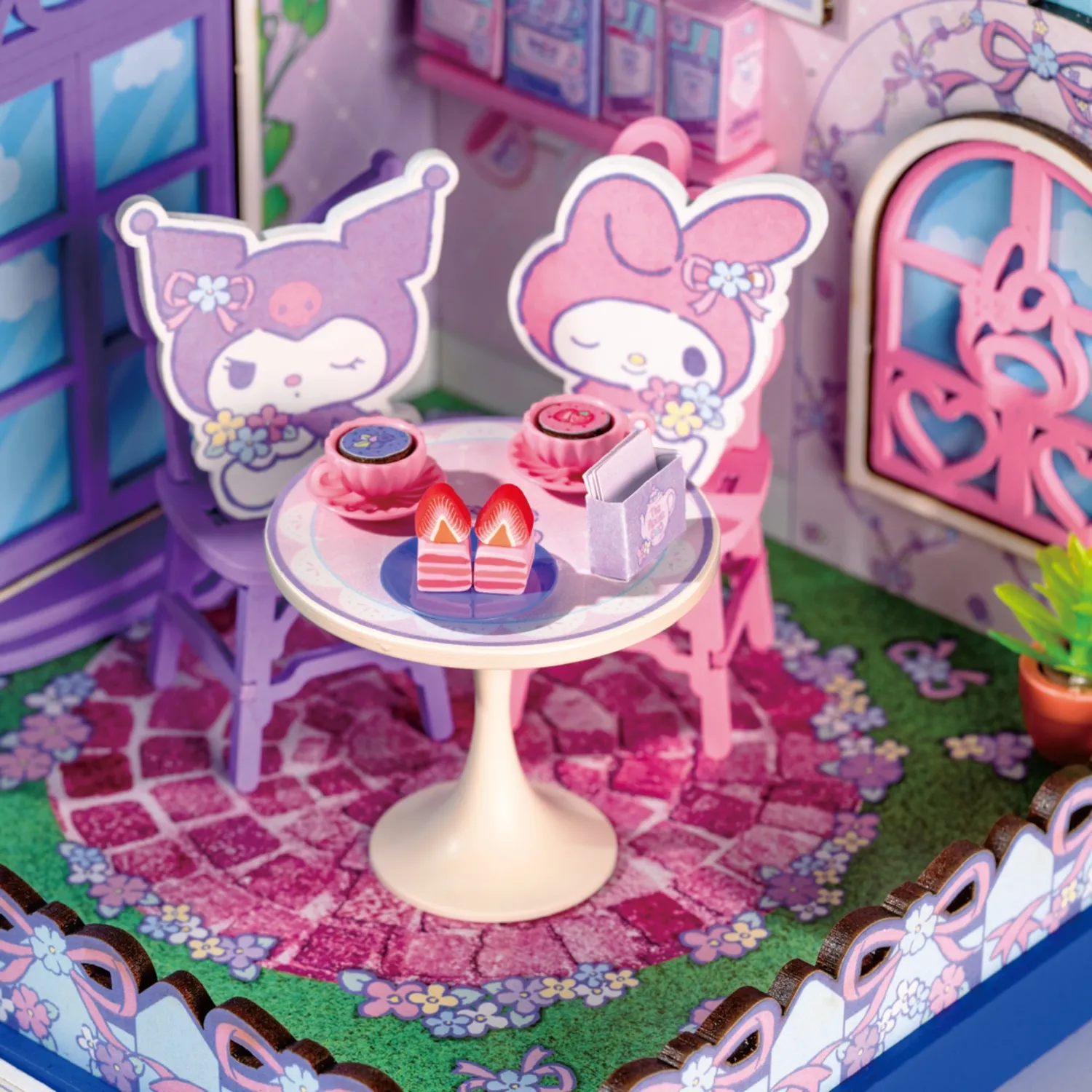 Hello Kitty My Melody & Kuromi Tea Party DIY miniatyrhus 134 deler