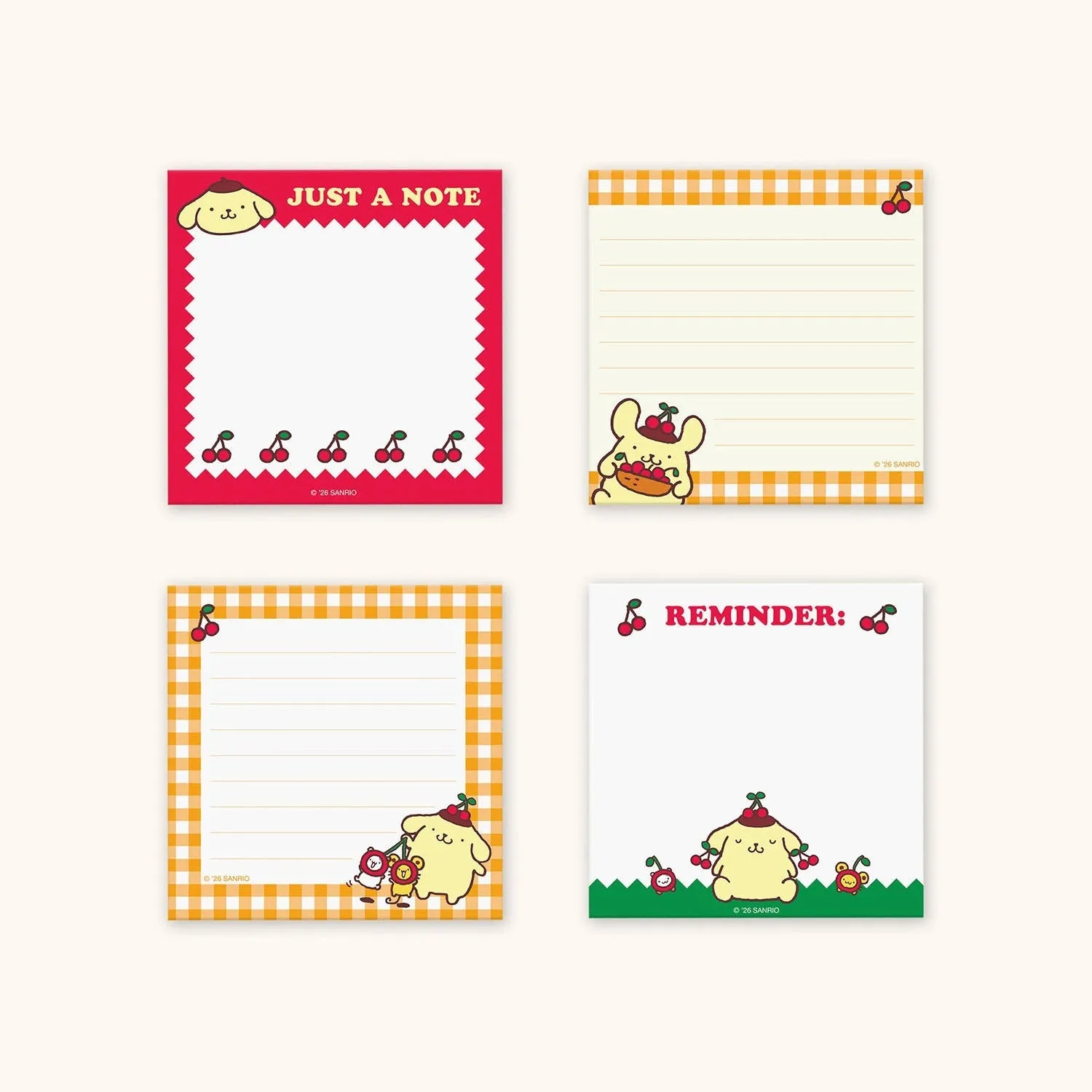 Hello Kitty Pompompurin x Studio Oh! Cherries Mini Notepad notatblokk