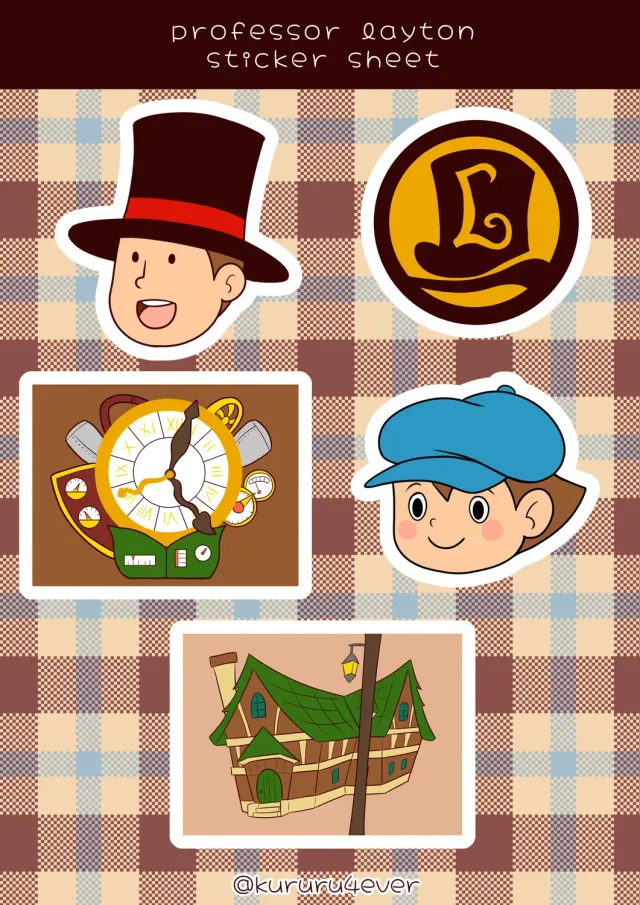 Kururu4ever Professor Layton klistremerkeark vanntett