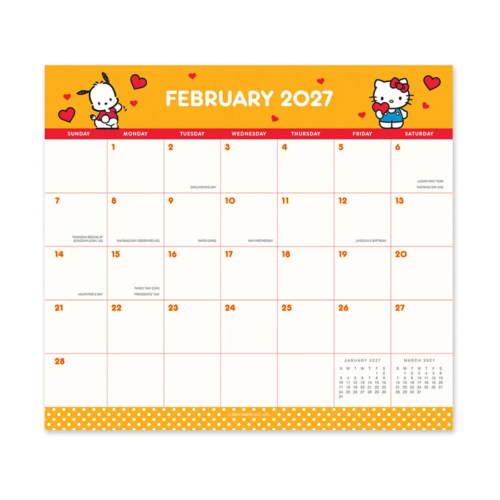 Hello Kitty and Friends 2027 Retro Magnetic Monthly Pad kalender 17 måneder