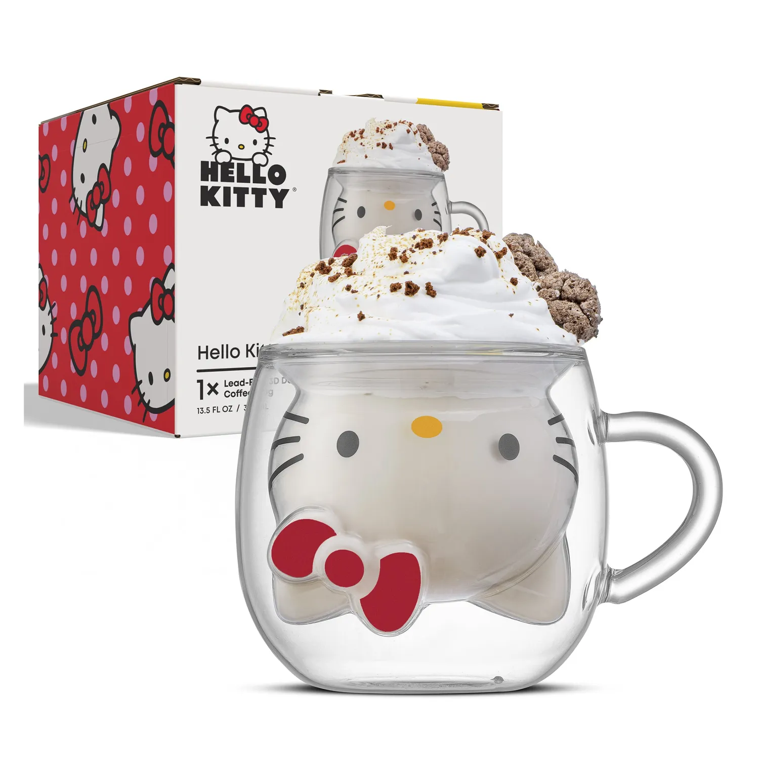 Hello Kitty 3D Double Wall Coffee Mug glasskrus 13,5 oz