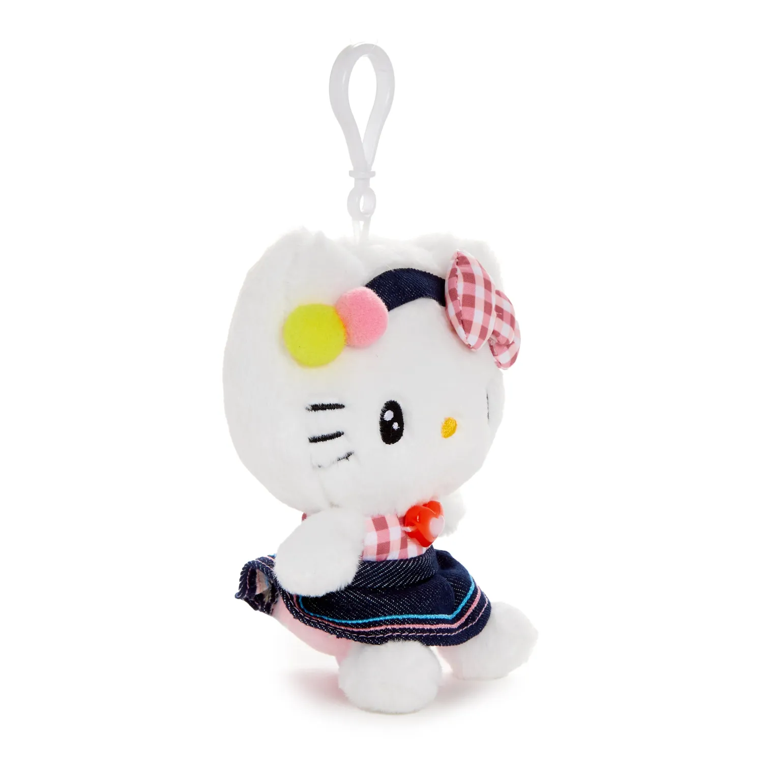 Hello Kitty Retro Denim Series maskot med klips, 15 cm