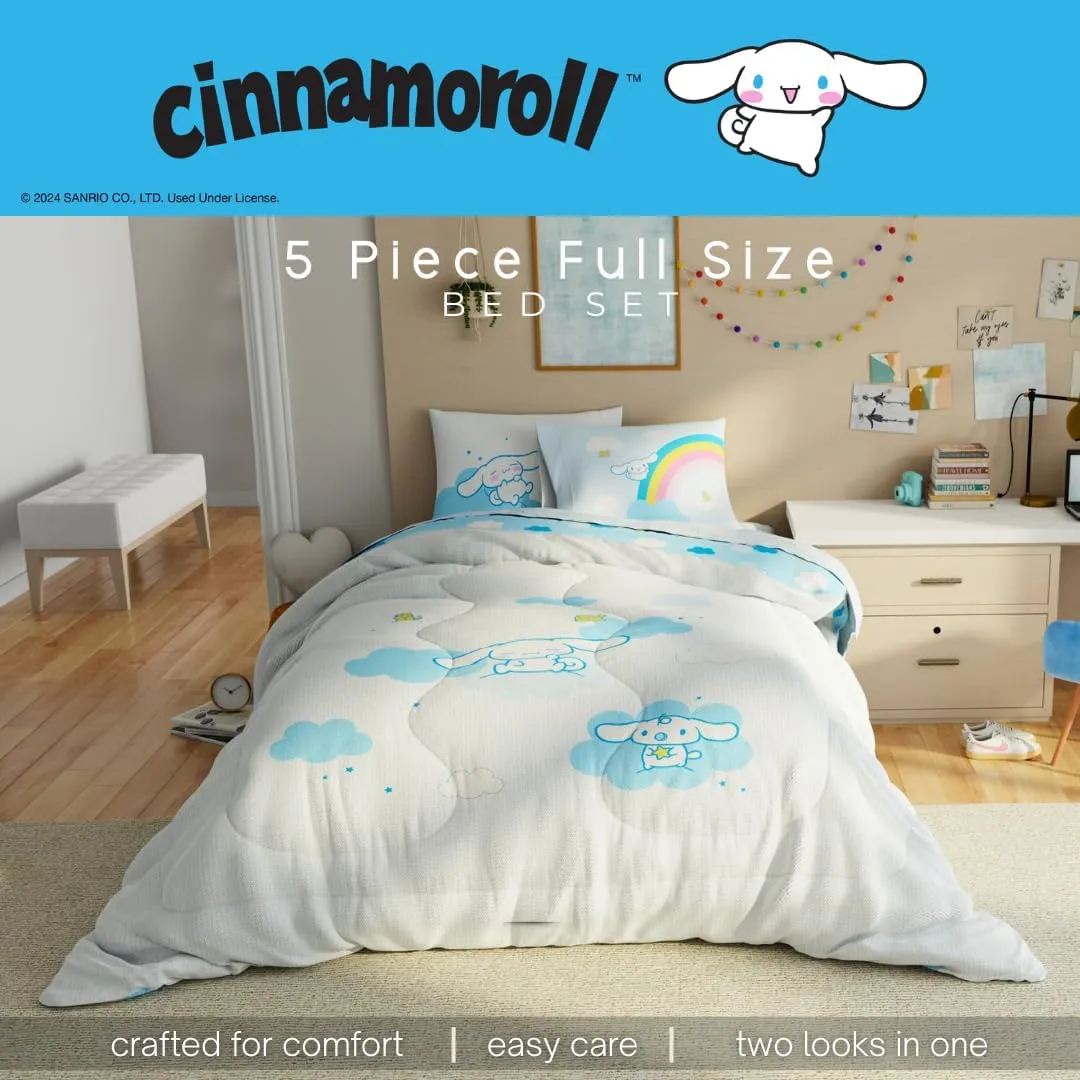Hello Kitty Cinnamoroll Cloudy Days sengetøy Twin 4 deler vendbart