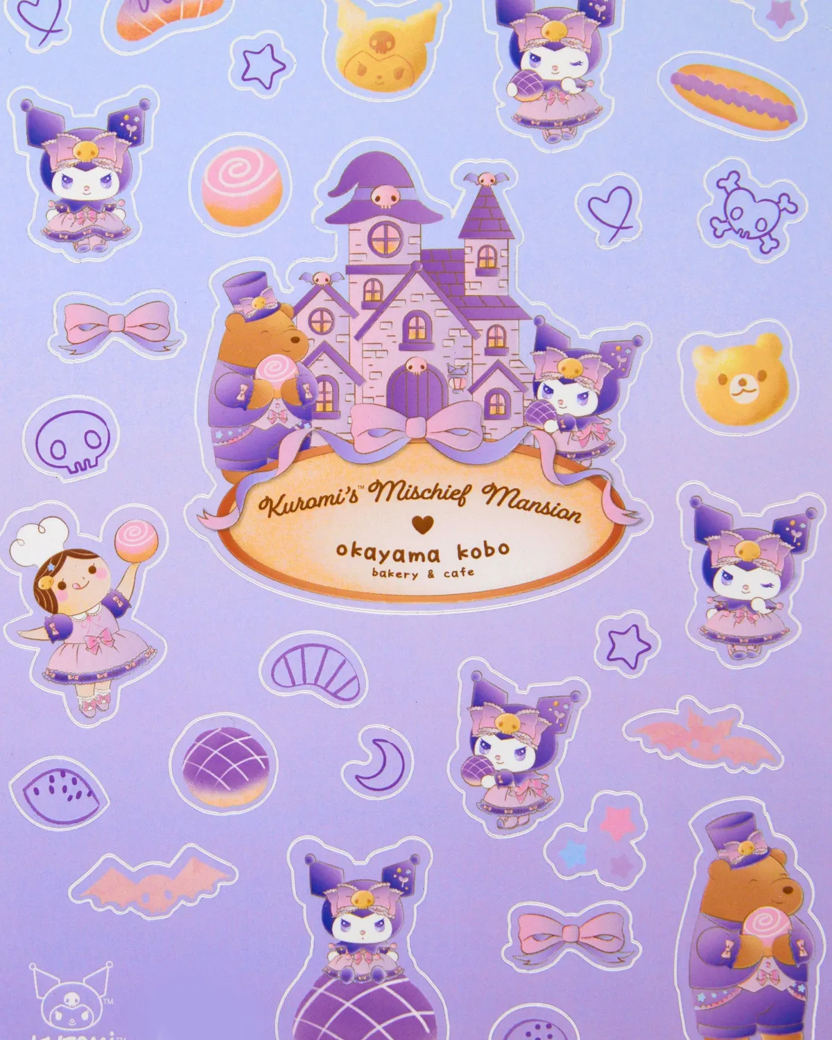 Kuromi x Okayama Kobo Sticker Sheet Mischief Mansion klistremerkeark
