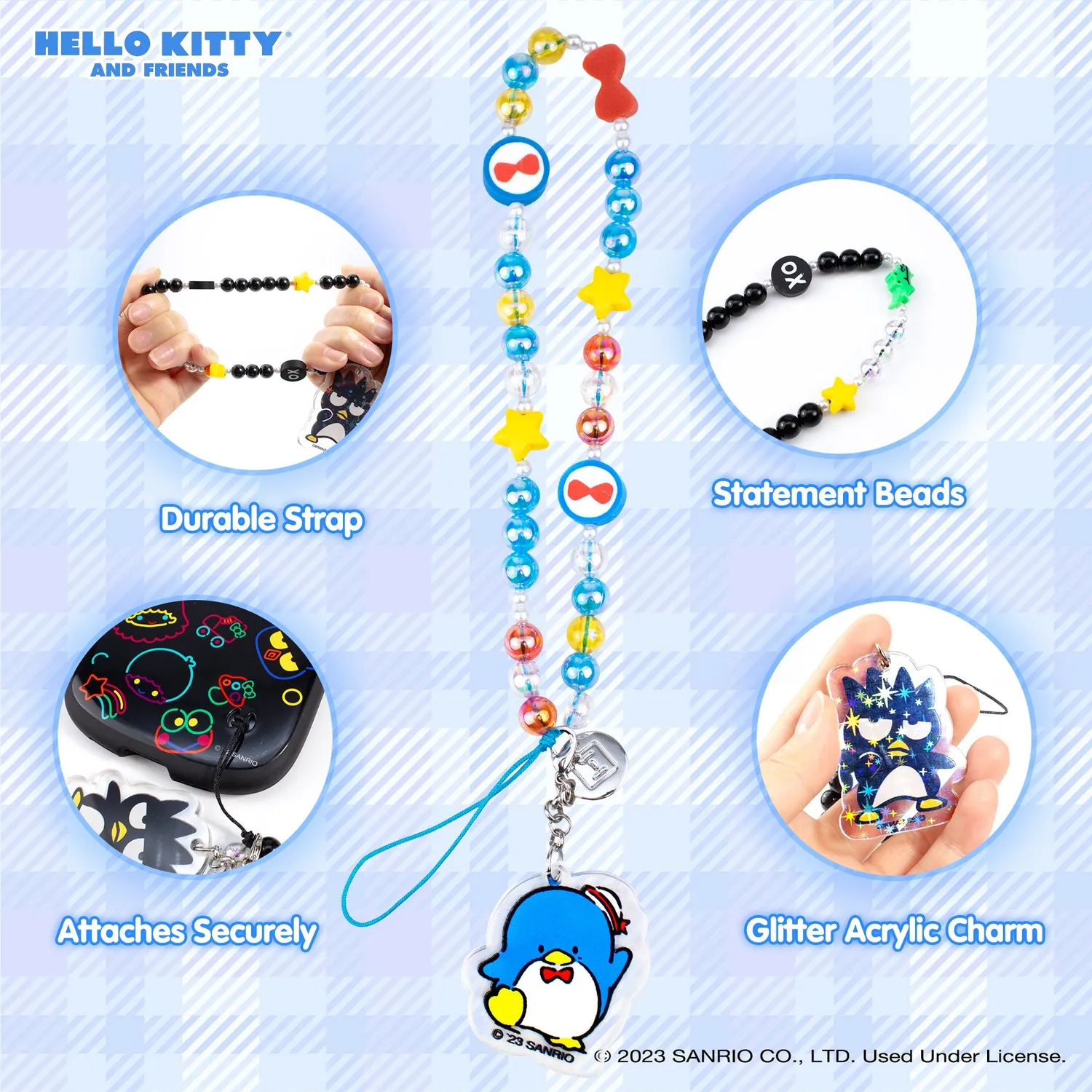 Tuxedosam Beaded Charm Mobile Phone Wrist Strap mobilrem