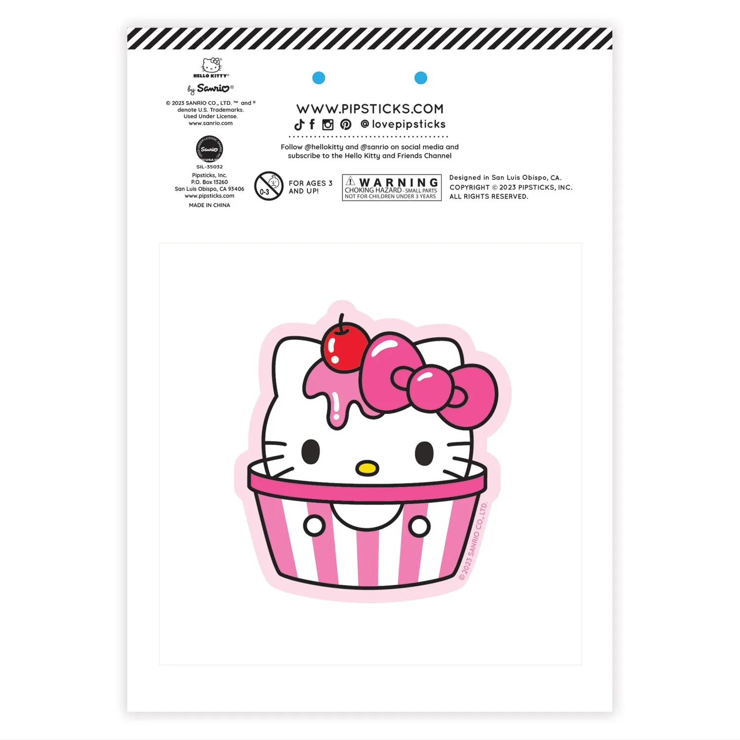 Hello Kitty Pipsticks Milk Cart Scratch 'n Sniff klistremerker med jordbærlukt 2 stk
