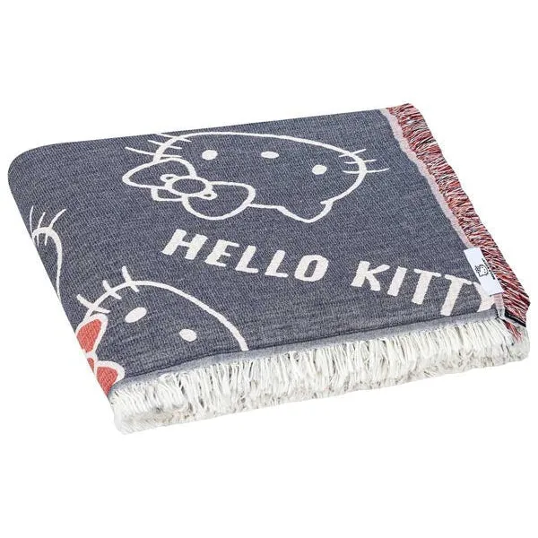 Hello Kitty Sand Cloud Party Blanket Bows strandteppe blå 228 × 228 cm økologisk bomull