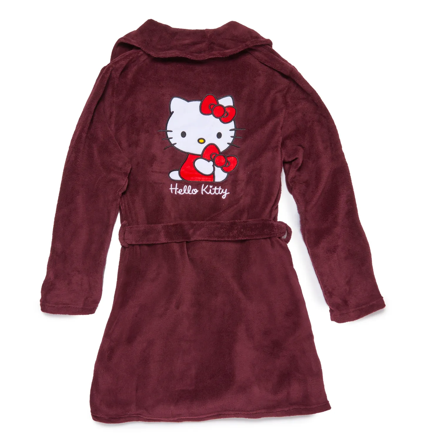 Hello Kitty Plush Lounge Robe morgenkåpe burgunder S/M og L/XL fleece