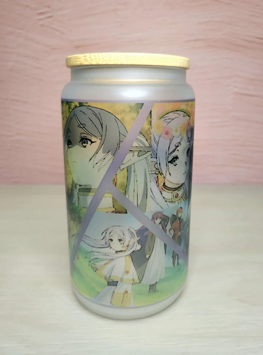 Anitaku Kawaii Elf Mage 16 oz glass med bambuslokk og sugerør