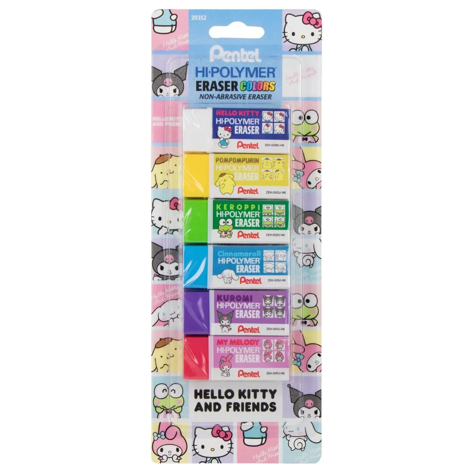 Hello Kitty and Friends Pentel Hi-Polymer Block viskelær 6-pakning