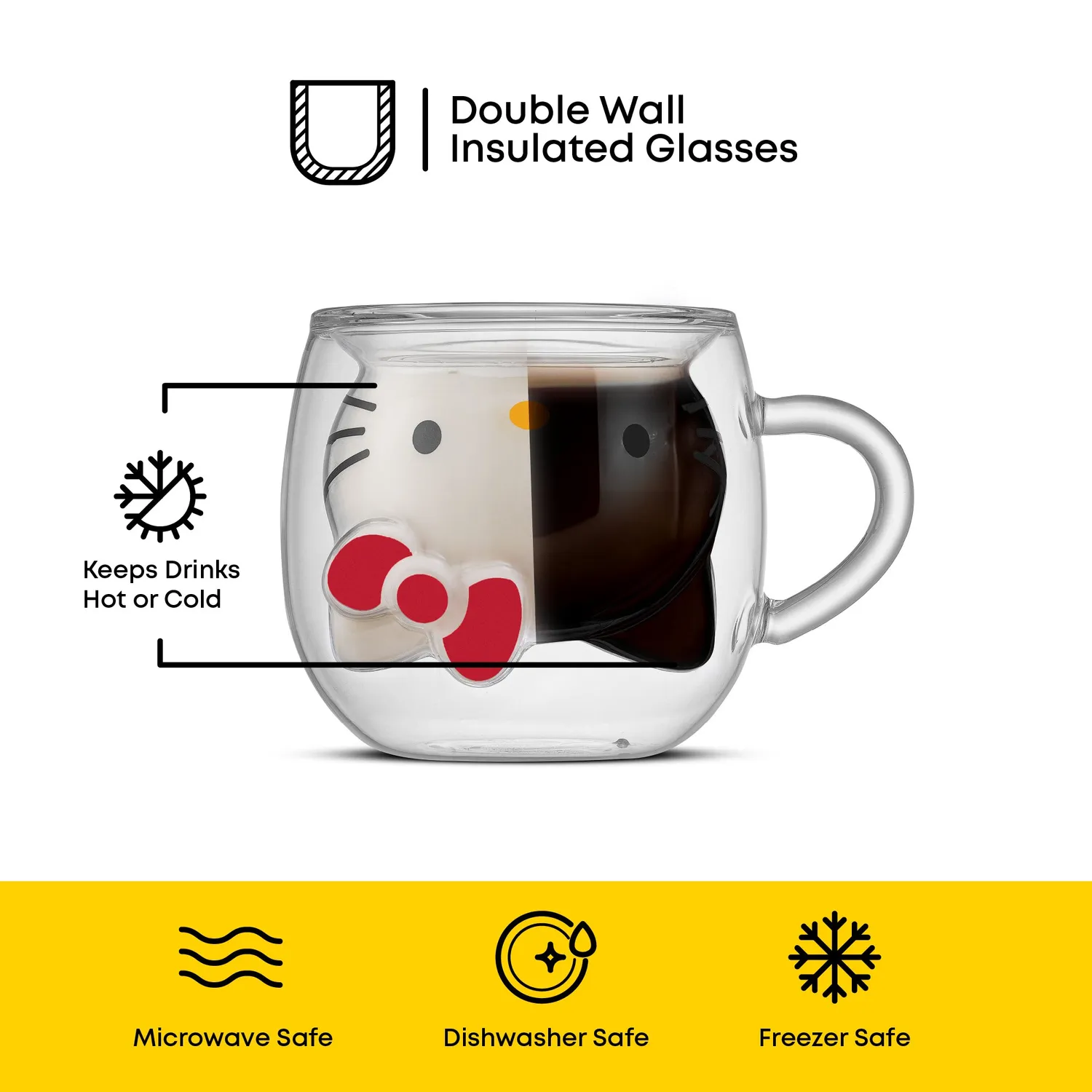 Hello Kitty JoyJolt 3D Double Wall Espresso Glass espressoglass