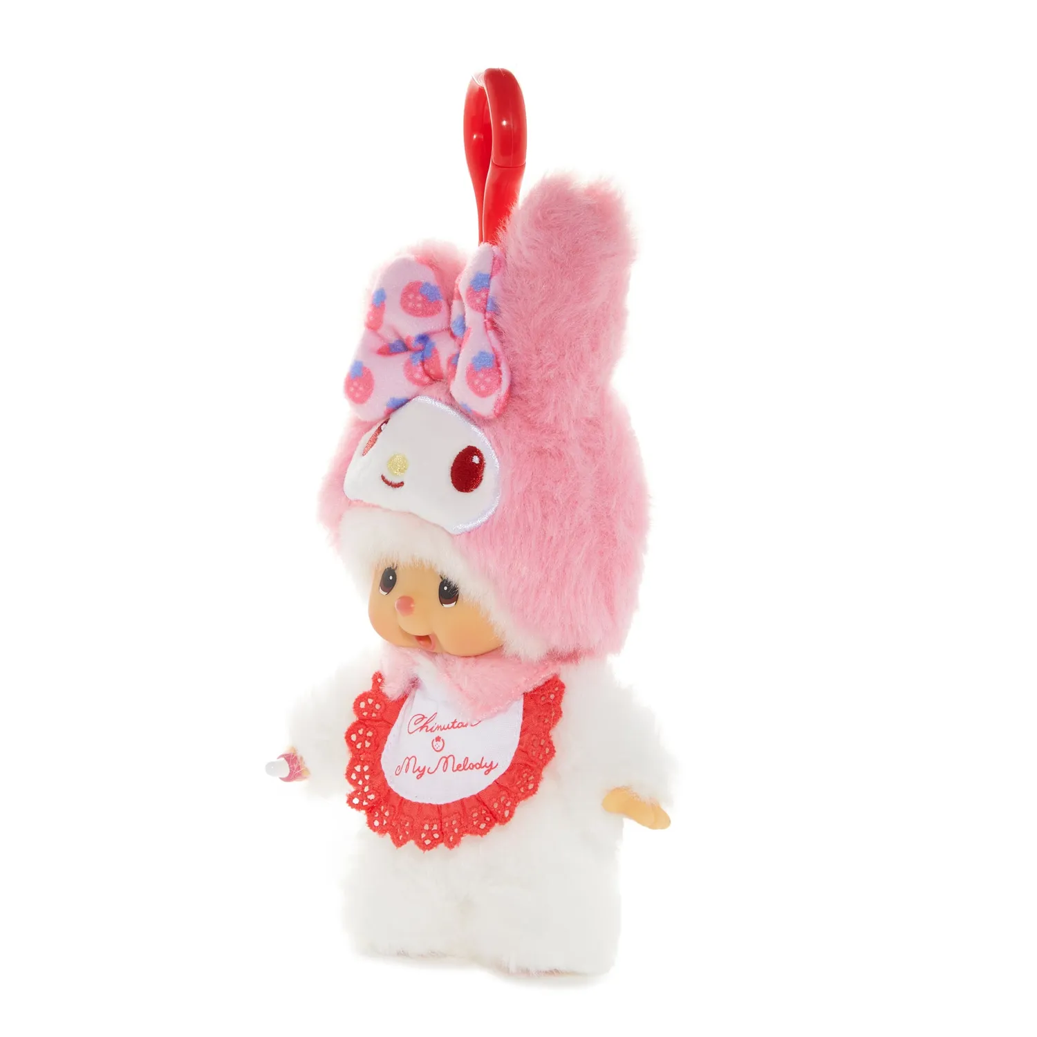My Melody x Monchhichi Chimutan plysjmaskot nøkkelring rosa