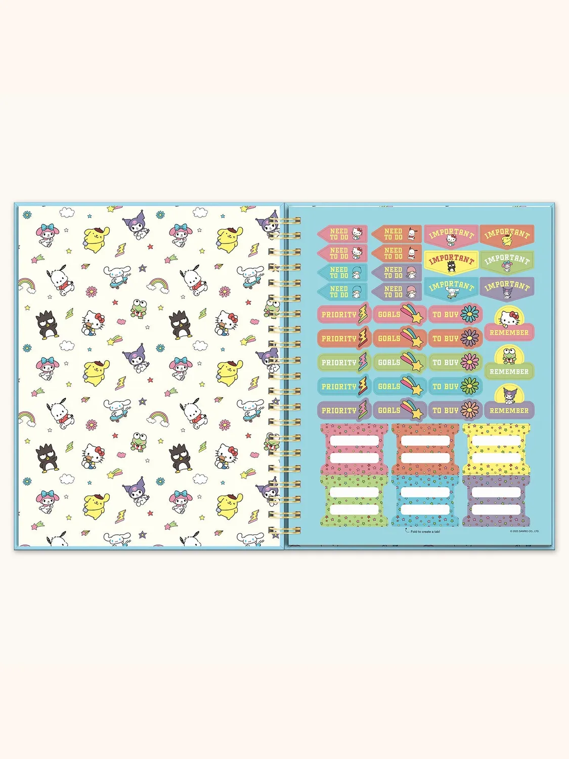 Hello Kitty and Friends x Studio Oh! College Letters Blue spiralnotatbok ekstra stor
