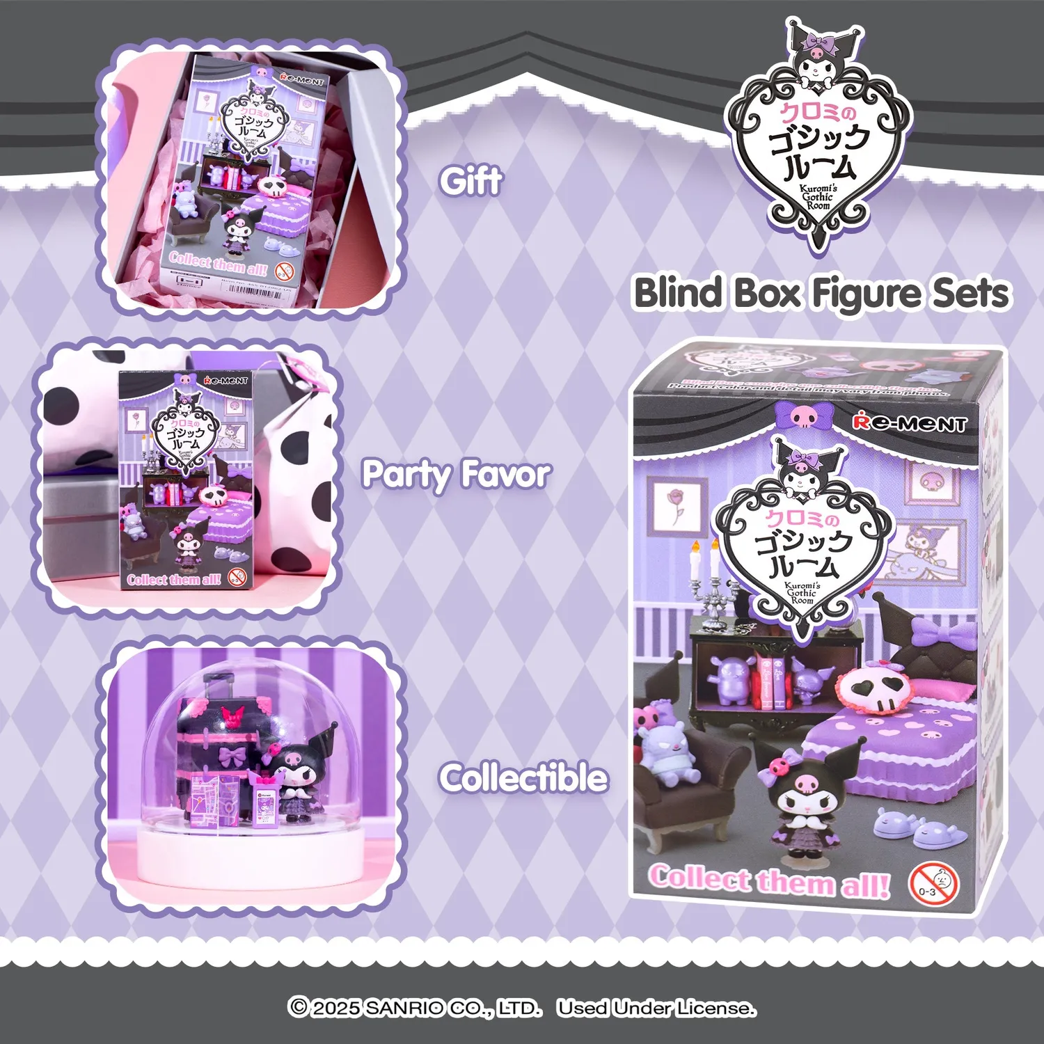 Hello Kitty Re-Ment Kuromi's Gothic Room miniatyrfigur blindboks 1 stk