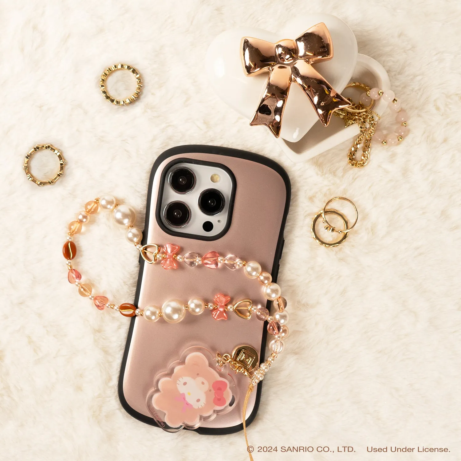 Hello Kitty Latte Bear perlerem til mobil, avtakbar charm