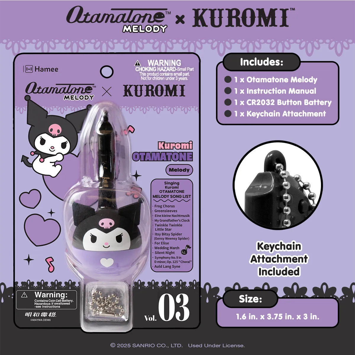 Hello Kitty Kuromi Mini Otamatone Melody Charm nøkkelring