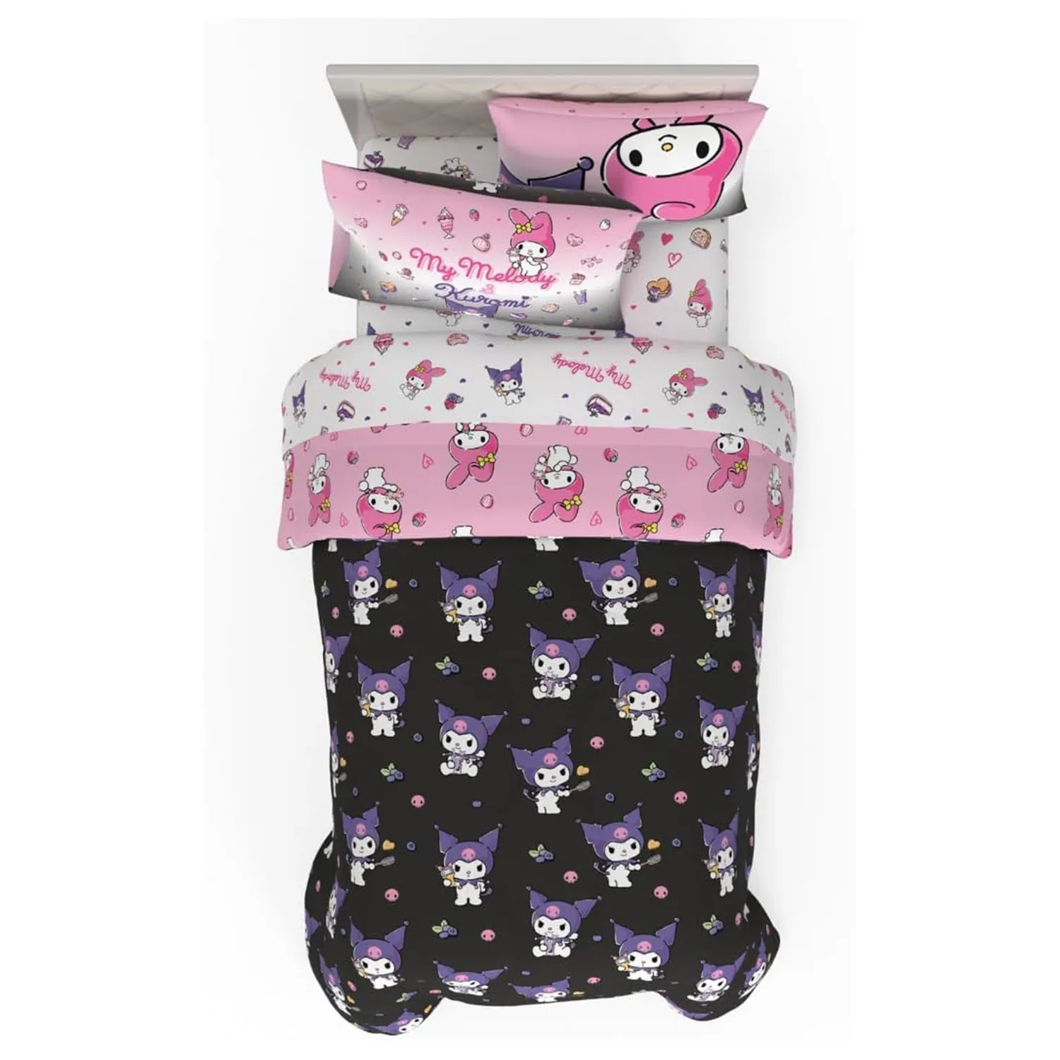My Melody & Kuromi Besties Bedding Set sengesett vendbart Twin 5 deler
