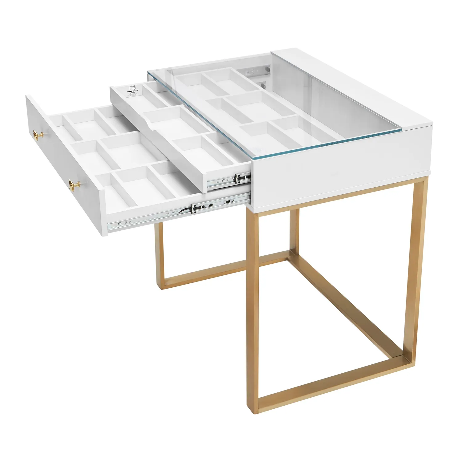 Hello Kitty SlayStation Mini Vanity Table sminkebord gull med glassplate