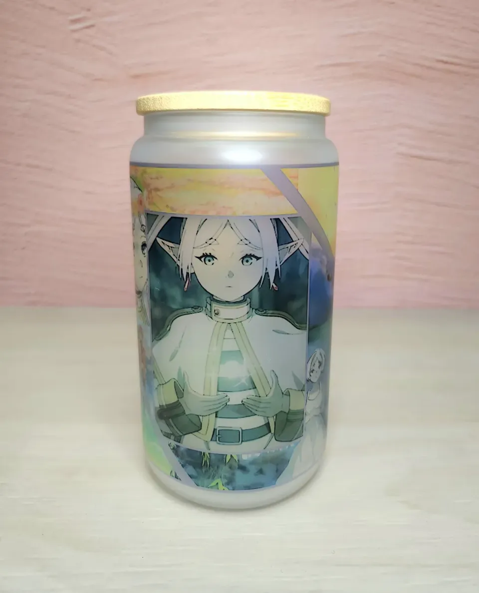 Anitaku Kawaii Elf Mage 16 oz glass med bambuslokk og sugerør