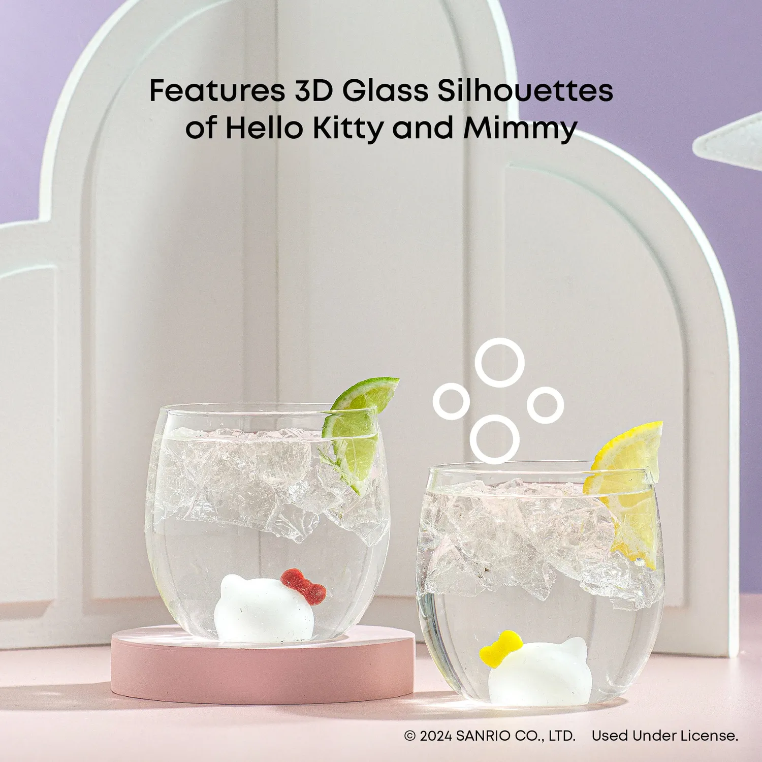 Hello Kitty Hello Kitty and Mimmy 3D Icon Short Drinking Glasses, 2-pakning