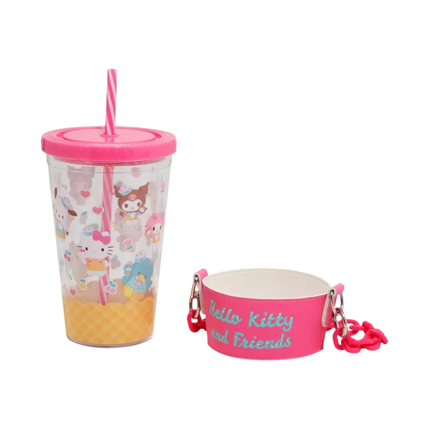 Hello Kitty and Friends Acrylic Travel Tumbler reisekopp 16 oz med kjede