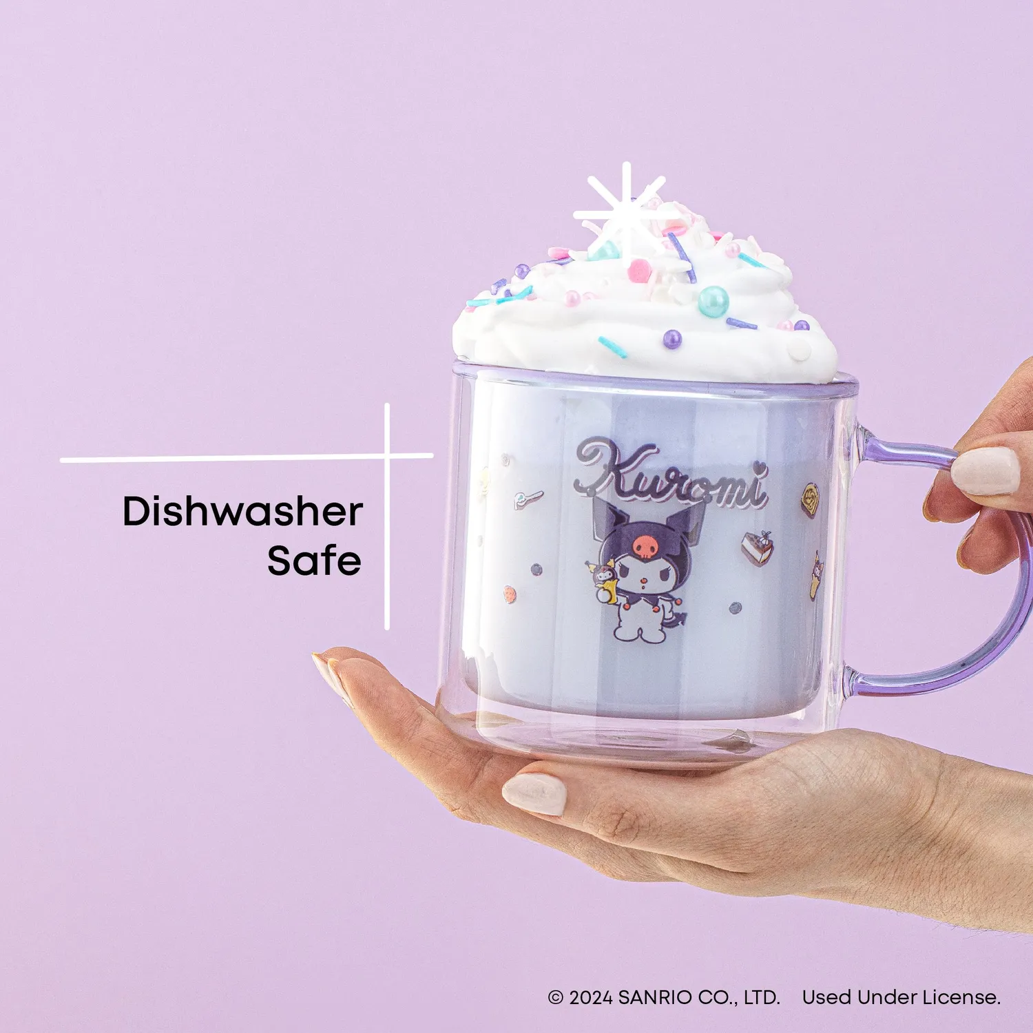 Hello Kitty Kuromi dobbeltvegget kaffekopp i borosilikatglass 400 ml